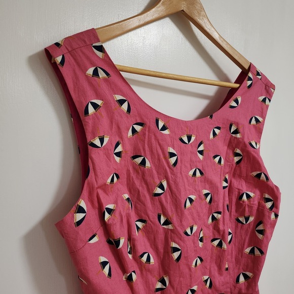 Modcloth Pink Beach Umbrella Print Dress S - Picture 1 of 12